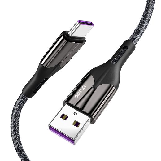Picture of Choetech 1.2M Usb-A To Type-C Huawei 5A Nylon Braid Cable - Black