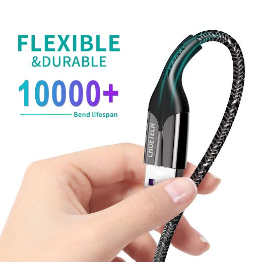 Picture of Choetech 1.2M Usb-A To Type-C Huawei 5A Nylon Braid Cable - Black