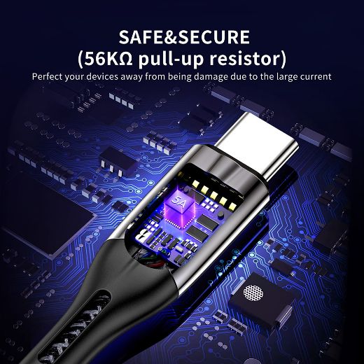 Picture of Choetech 1.2M Usb-A To Type-C Huawei 5A Nylon Braid Cable - Black