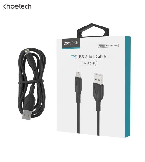Picture of Choetech USB-A to Lightning Silicone Cable 1M - Black