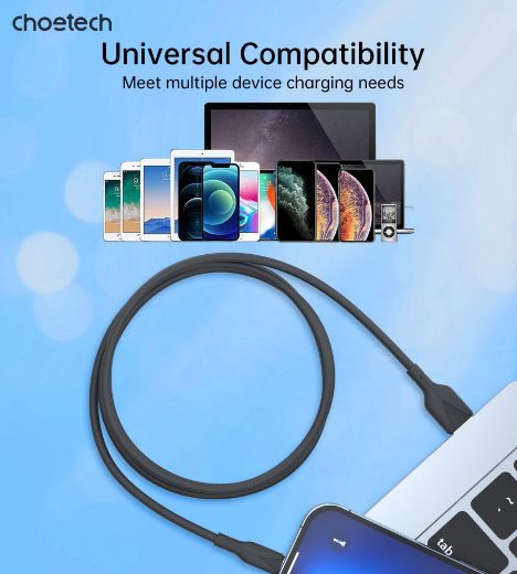 Picture of Choetech USB-A to Lightning Silicone Cable 1M - Black