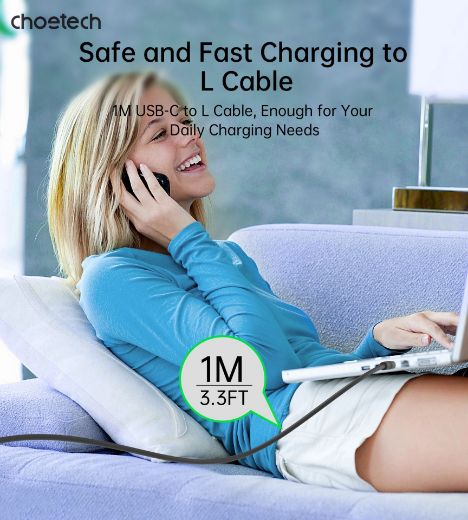 Picture of Choetech Easygo Type-C To Lightning 1M Tpe Cable - Black