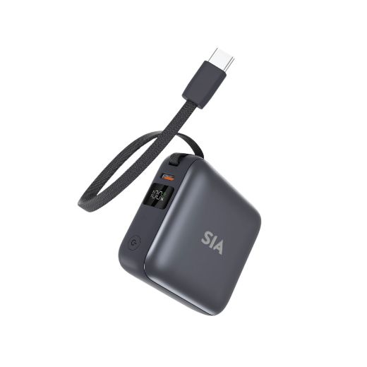 Picture of SIA Volt Link 10000mAh PD35W with Built in USB-C Cable Power Bank - Gray