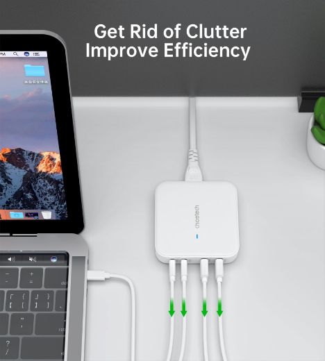 Picture of Choetech GaN 100W 4 Ports Desktop Charger UK - White