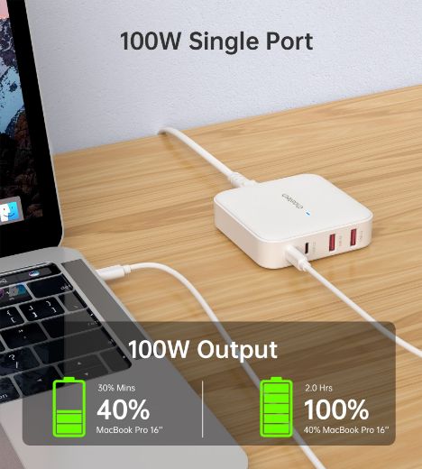 Picture of Choetech GaN 100W 4 Ports Desktop Charger UK - White