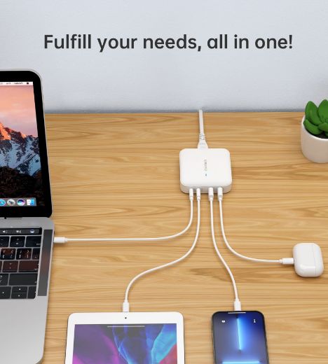 Picture of Choetech GaN 100W 4 Ports Desktop Charger UK - White