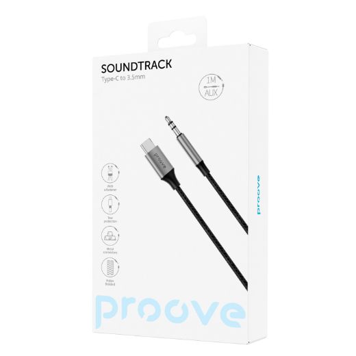 Picture of Proove Sound Mesh AUX Type-C to 3.5mm 1M - Gray