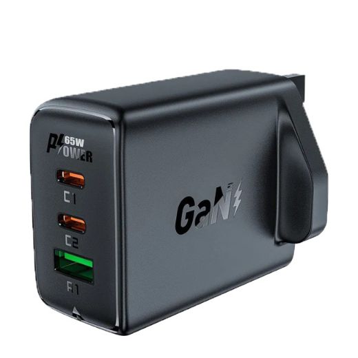 Picture of AceFast A44 PD 65W Gan 2 USB-C USB-A Charger UK - Black