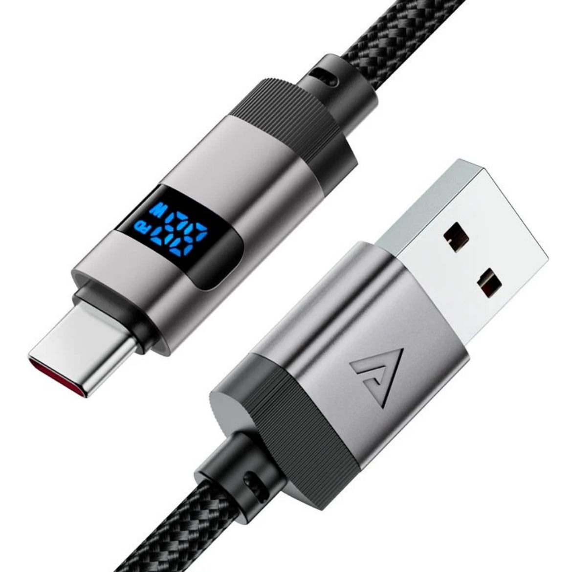 Picture of AceFast C15-04 Charging Data Cable 1.2M USB-A to USB-C 66W FC with LED Digital Display - Black