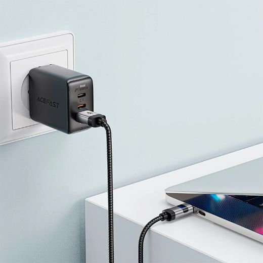 Picture of AceFast C15-04 Charging Data Cable 1.2M USB-A to USB-C 66W FC with LED Digital Display - Black