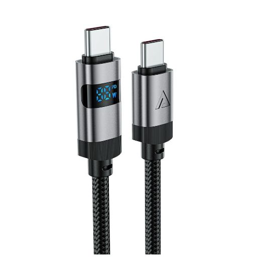 Picture of AceFast C15-03 Charging Data Cable 1.2M USB-C to USB-C 60W FC with LED Digital Display - Black