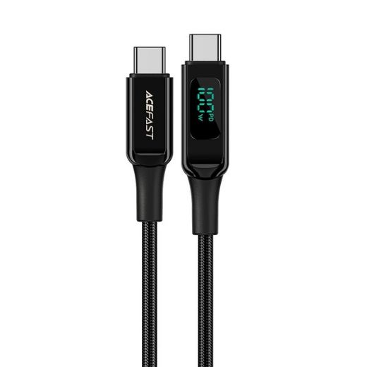 Picture of AceFast C6-03 Charging Data Cable 2M USB-C to USB-C 100W FC with LED Digital Display - Black