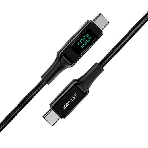 Picture of AceFast C6-03 Charging Data Cable 2M USB-C to USB-C 100W FC with LED Digital Display - Black