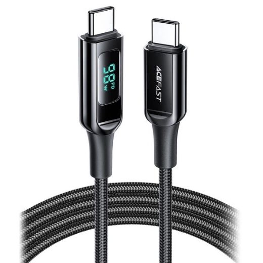 Picture of AceFast C6-03 Charging Data Cable 2M USB-C to USB-C 100W FC with LED Digital Display - Black