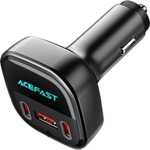 Picture of AceFast B5 101W 2 USB-C+A Metal Car Charger with Oled Smart Display - Black