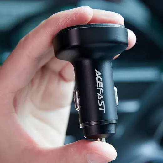 Picture of AceFast B3 66W 2 USB-C + USB-A 3-Port Metal Car Charger - Black