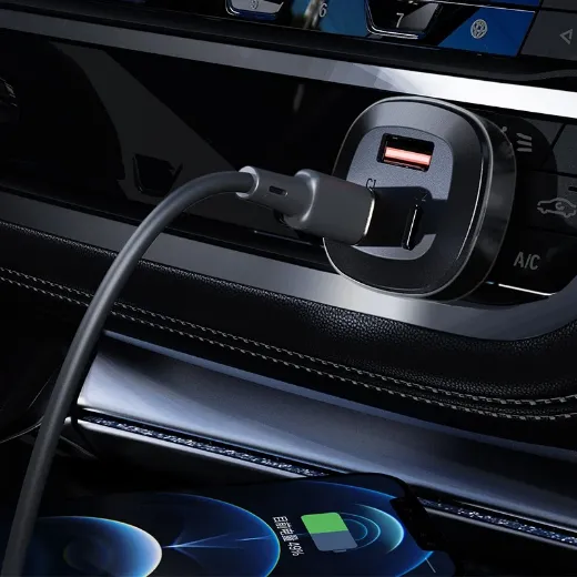 Picture of AceFast B3 66W 2 USB-C + USB-A 3-Port Metal Car Charger - Black