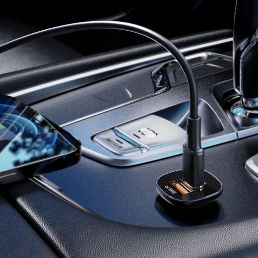 Picture of AceFast B1 Mini 38W USB-C+USB-A Dual-Port Metal Car Charger - Black