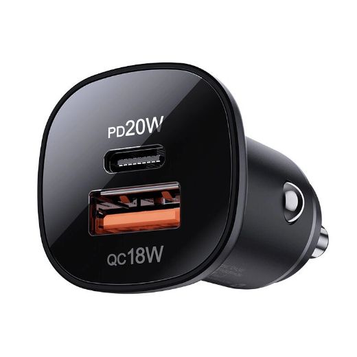 Picture of AceFast B1 Mini 38W USB-C+USB-A Dual-Port Metal Car Charger - Black