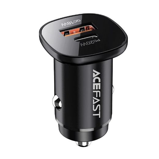 Picture of AceFast B1 Mini 38W USB-C+USB-A Dual-Port Metal Car Charger - Black