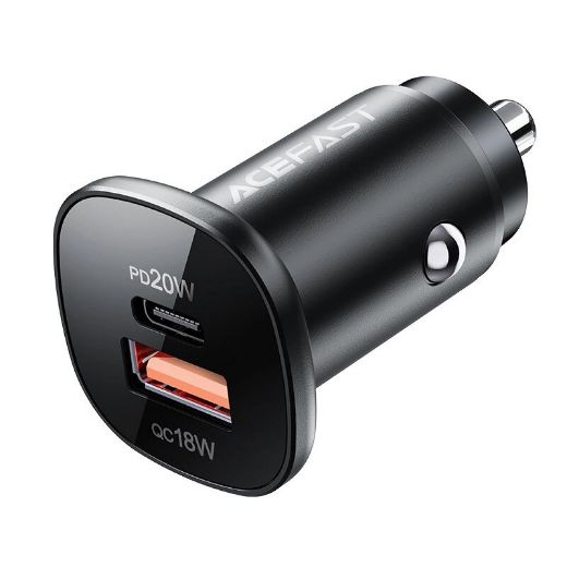 Picture of AceFast B1 Mini 38W USB-C+USB-A Dual-Port Metal Car Charger - Black