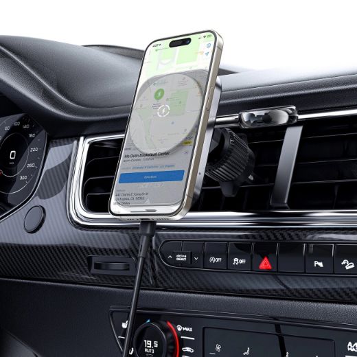 Picture of AceFast D18 In Car 2-In-1 Magnetic Wireless Charging Holder - Black