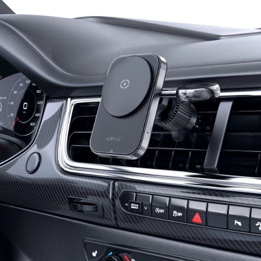 Picture of AceFast D18 In Car 2-In-1 Magnetic Wireless Charging Holder - Black