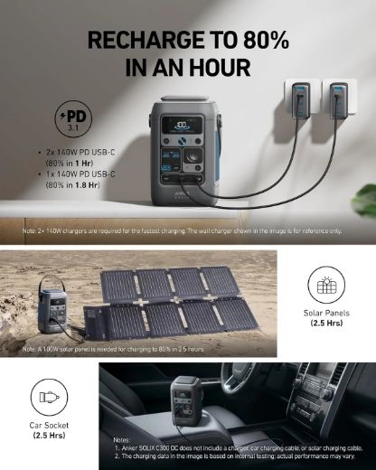 Picture of Anker SOLIX C300 DC Portable Power Station (288Wh) - Black