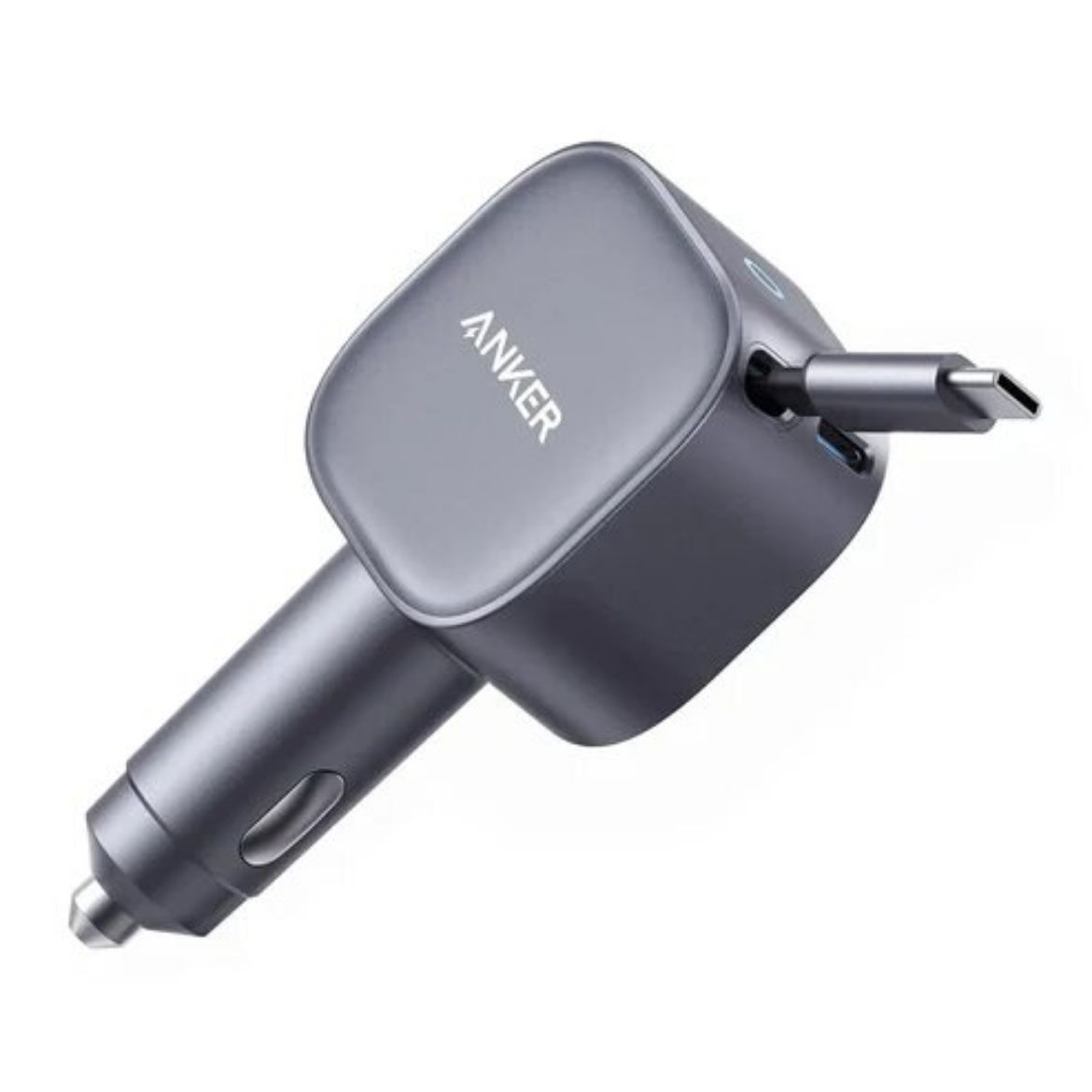 Picture of Anker Nano Car Charger 75W USB-C Port with Built-in Retractable USB-C Cable - Silver