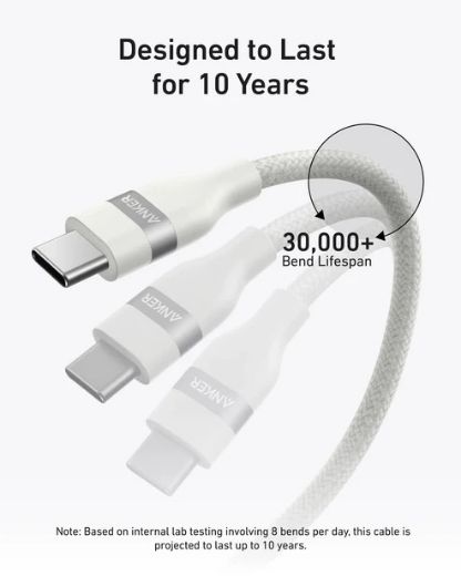 Picture of Anker USB-C to USB-C Cable 240W (Upcycled-Braided) 0.9M - White 