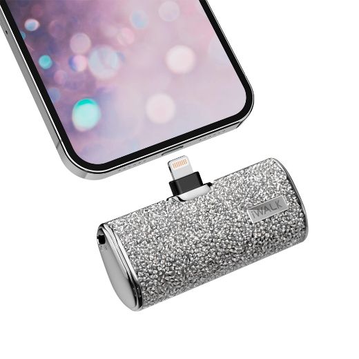 Picture of iWALK Secret 4500mAh Built-in Lightning Sparkly Diamond - Silver