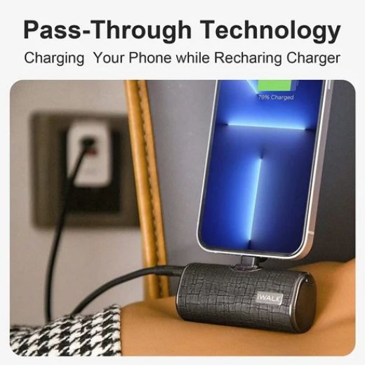 Picture of iWalk 4500mAh Power Bank Built-in-Type-C Leather - Black