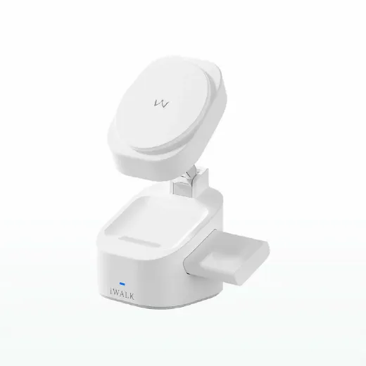 Picture of iWalk StandMe Power 15W MagSafe Compatible 3 in 1 Foldable Wireless Charger - White